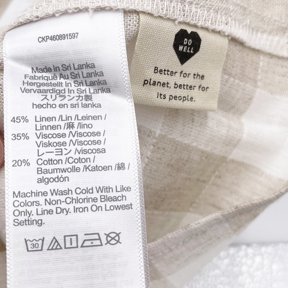 NEW Madewell Linen Blend Tulip Hem Mini Skirt Undyed NE700 Check Print Size 00 - Picture 10 of 13